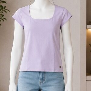 Justice Girls Seamless Cap Sleeve Top Lavender Square Neck XL Plus 16P 18P